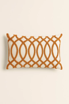 almofada em veludo com detalhes cobre