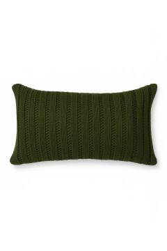 Almofada retangular verde em tricot com textura listrada