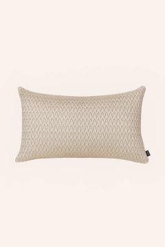Almofada retangular em linho offwhite com padrão bordado zig zag