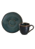 Conjunto com 6 xícaras de café e 6 pires orgânicos na cor oceano, com design elegante e moderno.