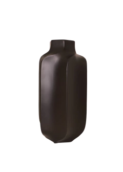 Vaso em cerâmica médio na cor preta, com formato moderno e elegante.