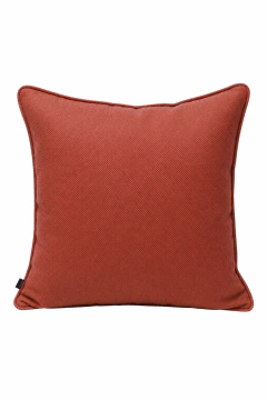 Almofada quadrada terracota em tecido boucle impermeável com acabamento em vivo