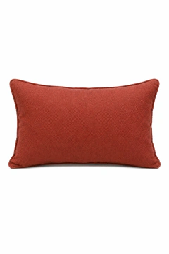 Almofada retangular terracota em tecido boucle impermeável com acabamento em piping