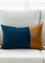 Almofada Premium Collection Azul & Couro Caramelo Retangular