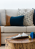 Almofada Premium Collection Azul & Couro Caramelo Retangular - comprar online