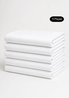 Kit com 5 Lençóis de Cima QUEEN - Linha Profissional Hotelaria 180 Fios - Cor: Branco