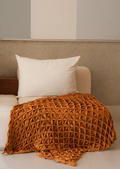  manta de tricot na cor curry amarelo