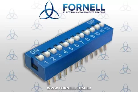 Chave Dip Swtich 12 Vias Azul