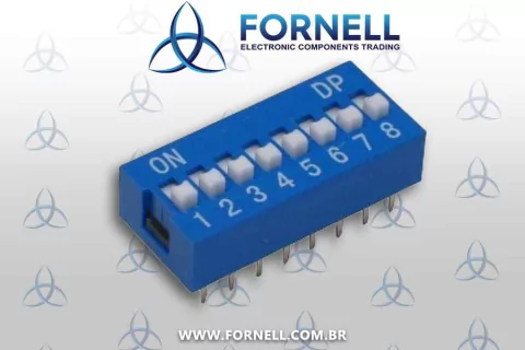 Chave Dip Swtich 8 Vias Azul