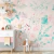 Ambiente decorado com o Painel de Parede Floral Rosa e Turquesa Aquarela - Coleção Enfant - ATE003 | Tamanho Personalizado - Venda Sob Medida | Cola Grátis - Ciça Braga