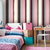 Quarto de adolescente decorado com Papel de Parede Listrado Rosa e Cinza - Coleção Algodão Doce - 190950 - 9,50 metros | Cola Grátis