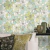 Sala de estudos decorada com o Papel de Parede Floral Moderno Verde Claro e Azul Claro e Bege Claro (Leve Brilho) - Imagine 2 - Importado Lavável | 34434 (Italiano) - Ciça Braga