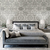 Quarto decorado por Papel de Parede Arabesco Estilizado Cinza Escuro e Off-White - 10 metros | 45024