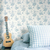Decoração de ambiente com o Papel de Parede Toile de Jouy Azul - 10 metros | 811024 - Coleção Fragrant Roses | Cola Grátis - Ciça Braga