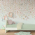 Quarto decorado com o Painel de Parede Cortina de Flores Azul - Coleção Memórias de Infância - MI201043 | Tamanho Personalizado - Venda por Metro Quadrado | Cola Grátis - Ciça Braga