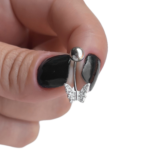 Piercing Umbigo Borboleta Cravejada
