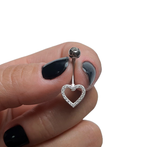 Piercing umbigo coração cravejado - comprar online