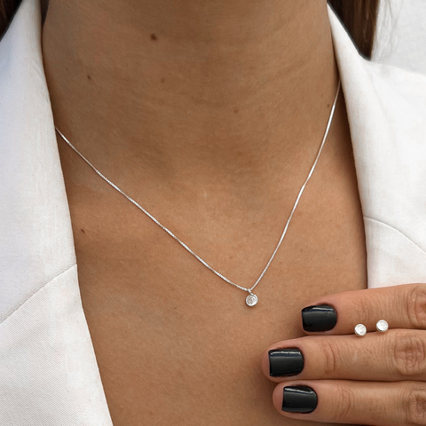 Conjunto colar e brinco ponto de luz 4mm