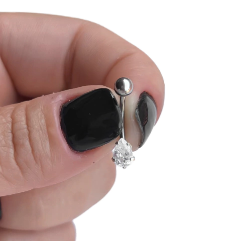 Piercing umbigo ponto de luz gota