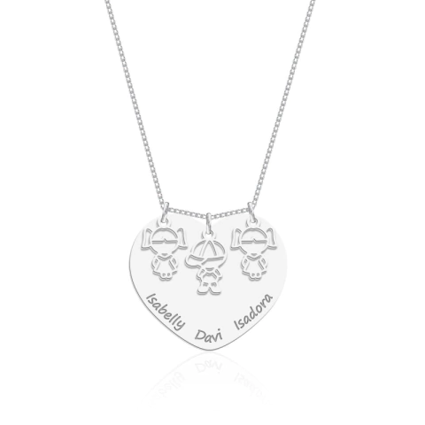 Gargantilha Personalizado Coração Com 3 Pingentes - comprar online