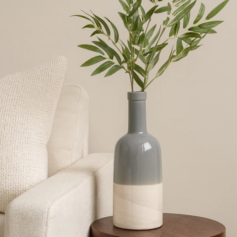 FLORERO DUO GRIS DE CERAMICA