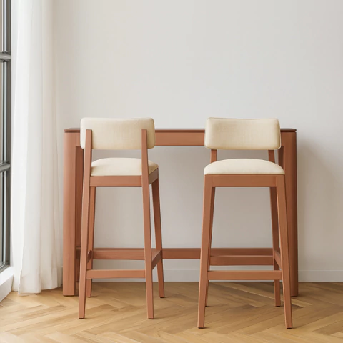 Banqueta Lacar R.Tapizado Madera Grandis Pergamino