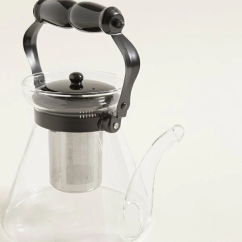 TETERA/CAFETERA VIDRIO TEMPLADO MANGO DE CERAMICA