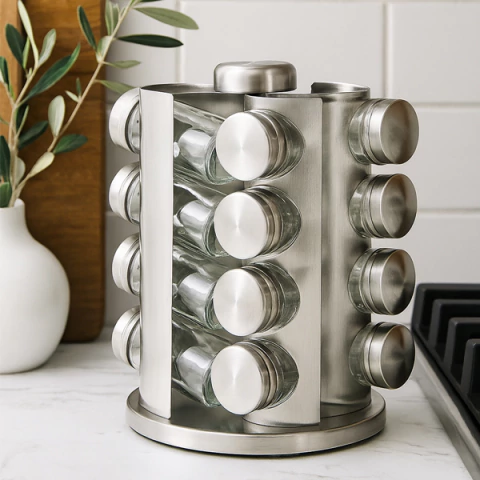 ESPECIERO DE ACERO INOX 16 PZAS GIRATORIO