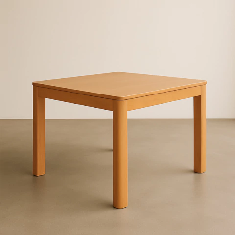 Mesa Fija Cuadrada Lacar Pergamino Madera Grandis