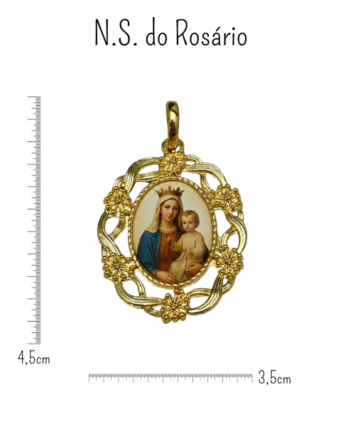Colar Religioso Pérolas Coloridas Medalha Vintage Dourada - Bia Nunes Acessórios