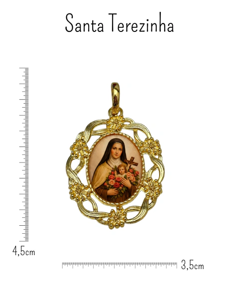 Colar Religioso Pérolas Coloridas Medalha Vintage Dourada