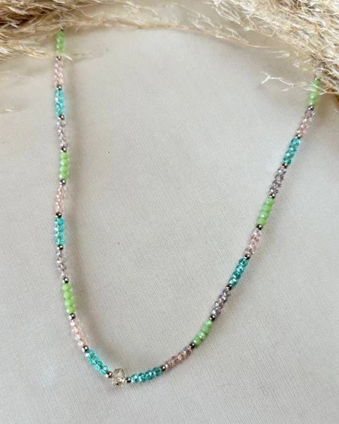 CHOKER TODO EM CRISTAIS COLORIDOS PRATEADO - comprar online