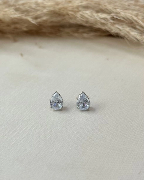 BRINCO GOTA P ZIRCÔNIA PRATEADO