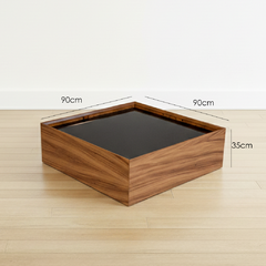 Mesa central Catalán parota/ cristal negro - Ganza Muebles