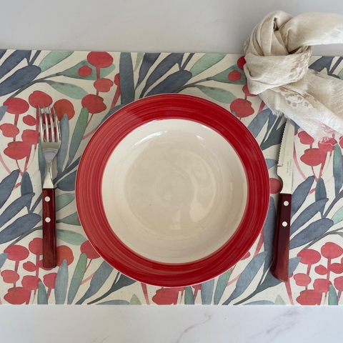 PLATO HONDO AQUARELA ROJO