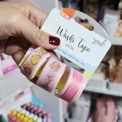 Washi x 3 Con Foil Dorado y Contorno ondas BRW WT0451