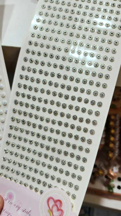 Stickers Strass Rosetas Tornasol / Plata Journaling-Scrap c/u - comprar online