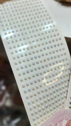 Stickers Strass Rosetas Tornasol / Plata Journaling-Scrap c/u en internet