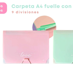 Carpeta A4 Con Fuelles 9 Divisiones Pastel FW 7406 en internet