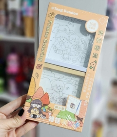 Kit Coloring Kawaii Marquitos x2 + Pinturas +Pincel+ Dibujos c/u - Zona Papel