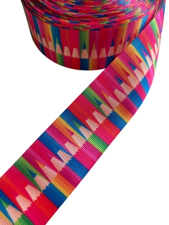 Fita gorgurão estampada lápis 38mm - 1 metro - comprar online