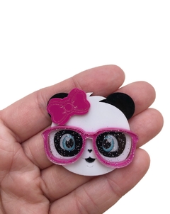 Aplique panda luluca pink acrílico - 1 unidade