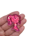 Aplique Barbie com confete acrílico - 1 unidade