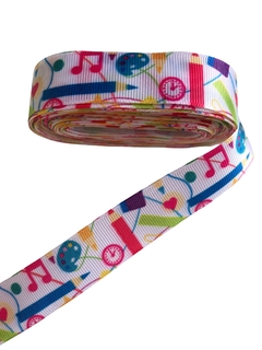 Fita gorgurão estampada escolar 22mm - 1 metro