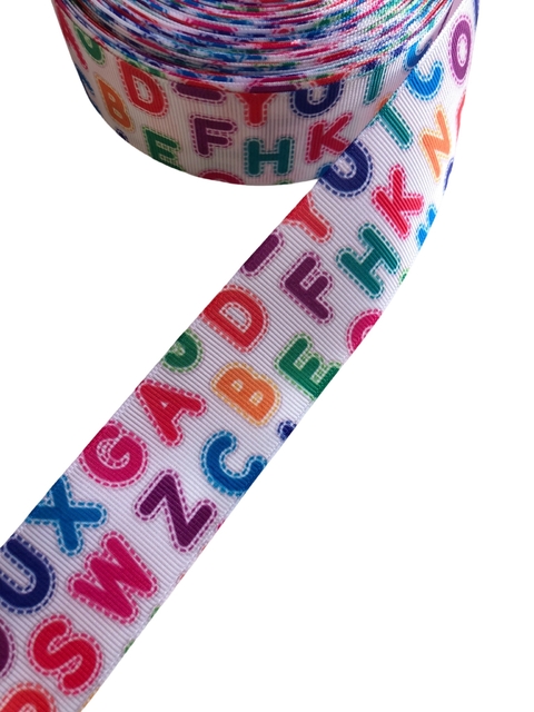 Fita gorgurão estampada letras 38mm - 1 metro - comprar online