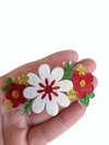 Aplique arranjo de flores para tiara grande curvado acrílico - 1 unidade