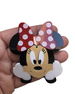 Aplique Minnie laço vermelho grande curvada acrílico - 1 unidade
