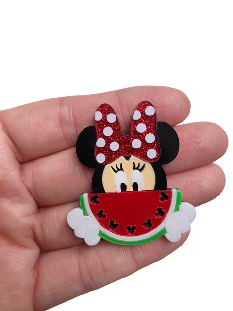 Aplique Minnie melancia vermelha acrílico - 1 unidade