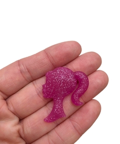 Aplique Barbie rosa glitter emborrachada - 1 unidade