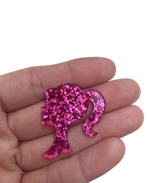 Aplique silhueta Barbie pink flocado acrílico - 1 unidade